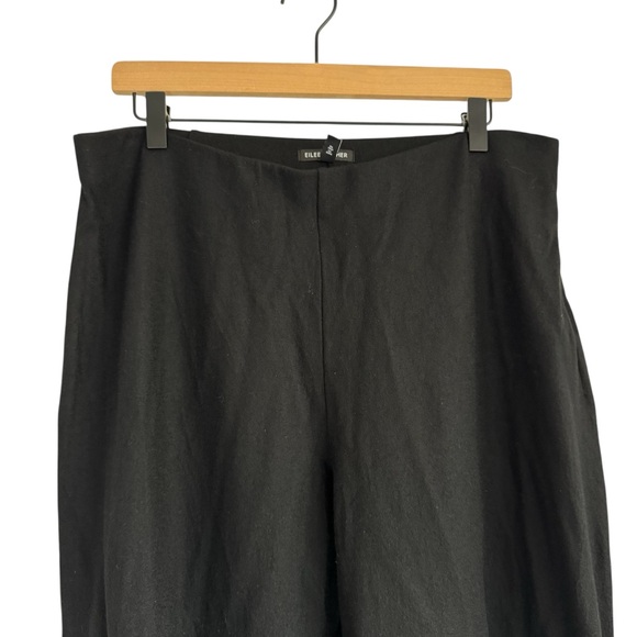 Eileen Fisher Pants Womens Large Black Boiled Wool Side Zip Wide Leg Classic - Picture 3 of 12